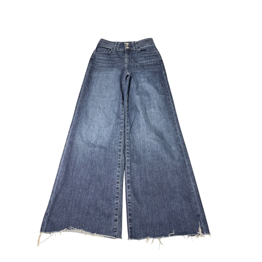 Frame Naples F High-Rise Wide-Leg Denim Jeans Frayed Hem Womens Size 26X31